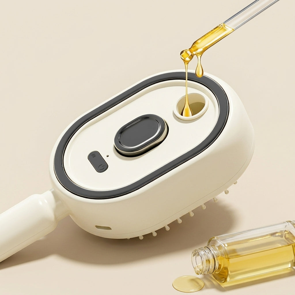 Rechargeable 3-in-1 Electric Scalp Massager Comb with Self-Cleaning and Essential Oil Features