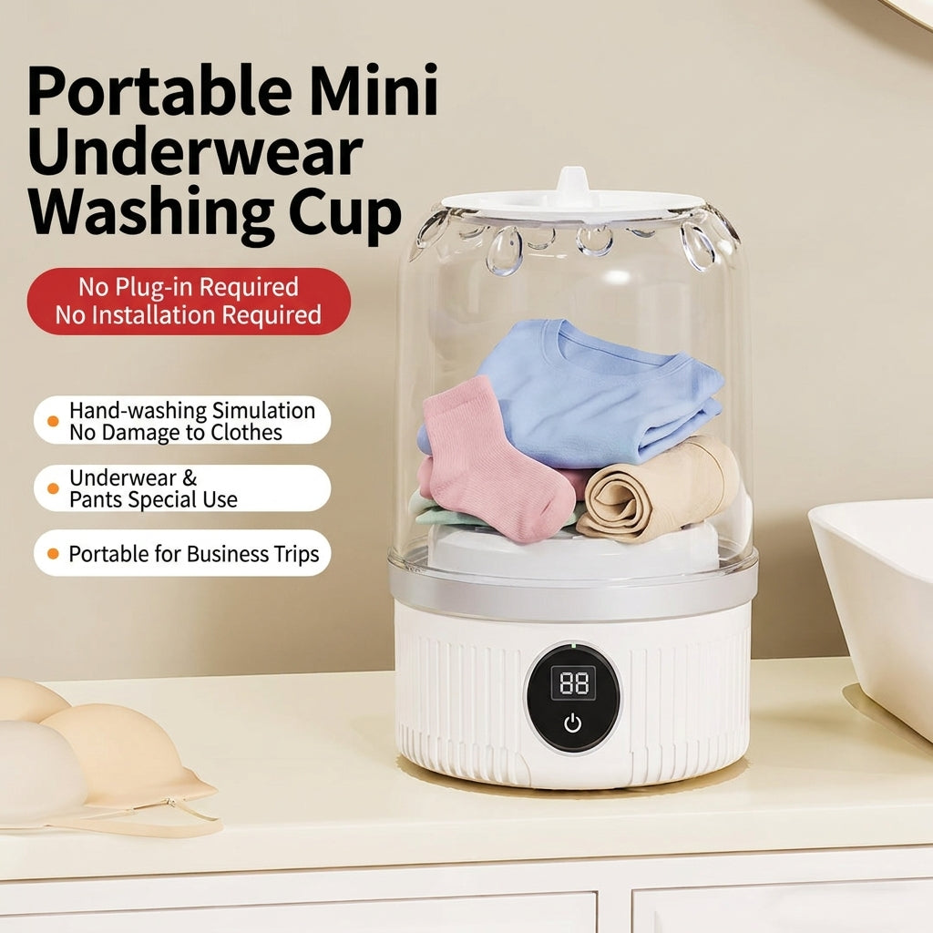 Compact Wireless Electric Washing Cup for Delicate Fabrics and Small Household Items